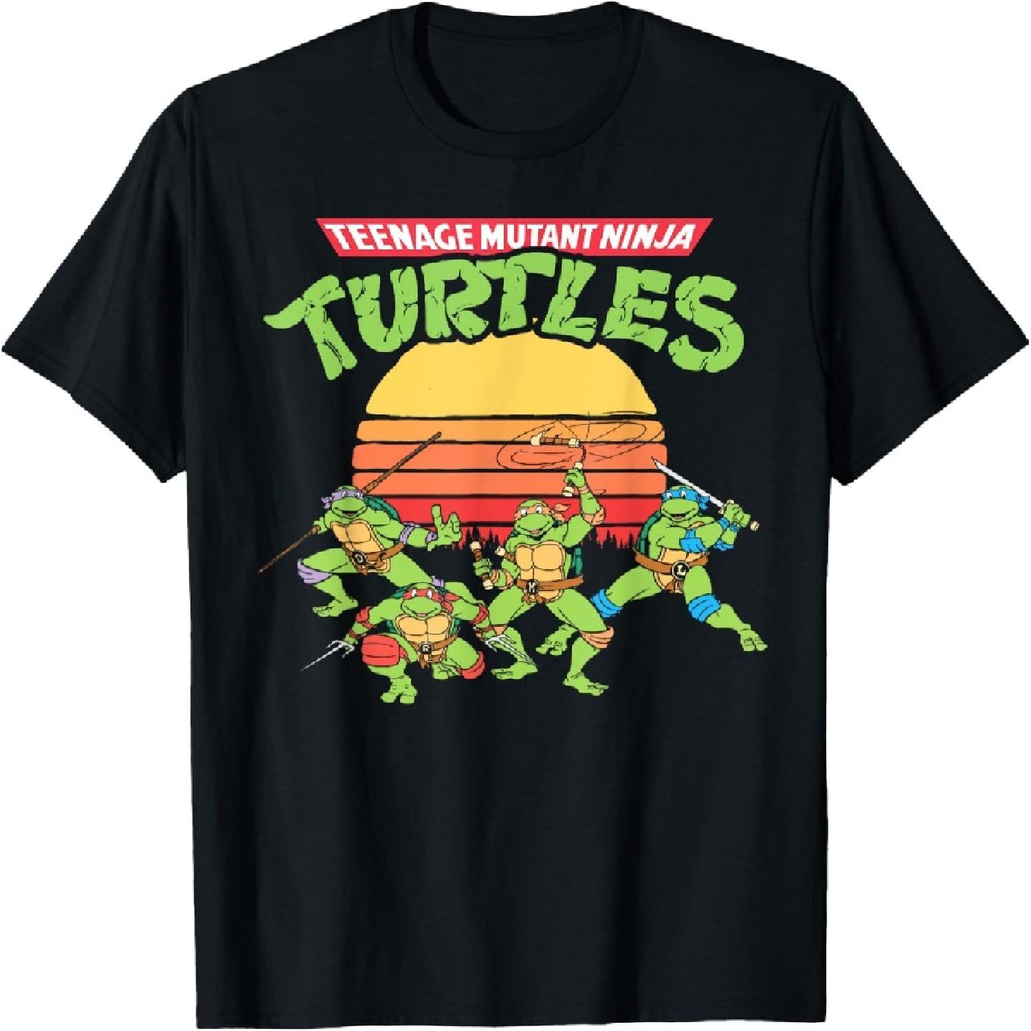 

Mademark x Черепашки-ніндзя - Футболка з ретро-логотипом Черепашок-ніндзя та заходом сонця у стилі вісімдесятих XXXXXL чорний