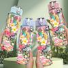 1PC Colorful Flower Gift Box Collage Print 750ml Color Plastic Sports Water Bottle Leakproof Flip Straw Lid Suitable for Sports Office Home Use