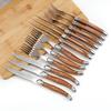 Jaswehome 6-teilige Steakmesser- und Gabelkollektion mit Holzmaserung, Westliches Essbesteckset, Edelstahl-Besteckutensilien
