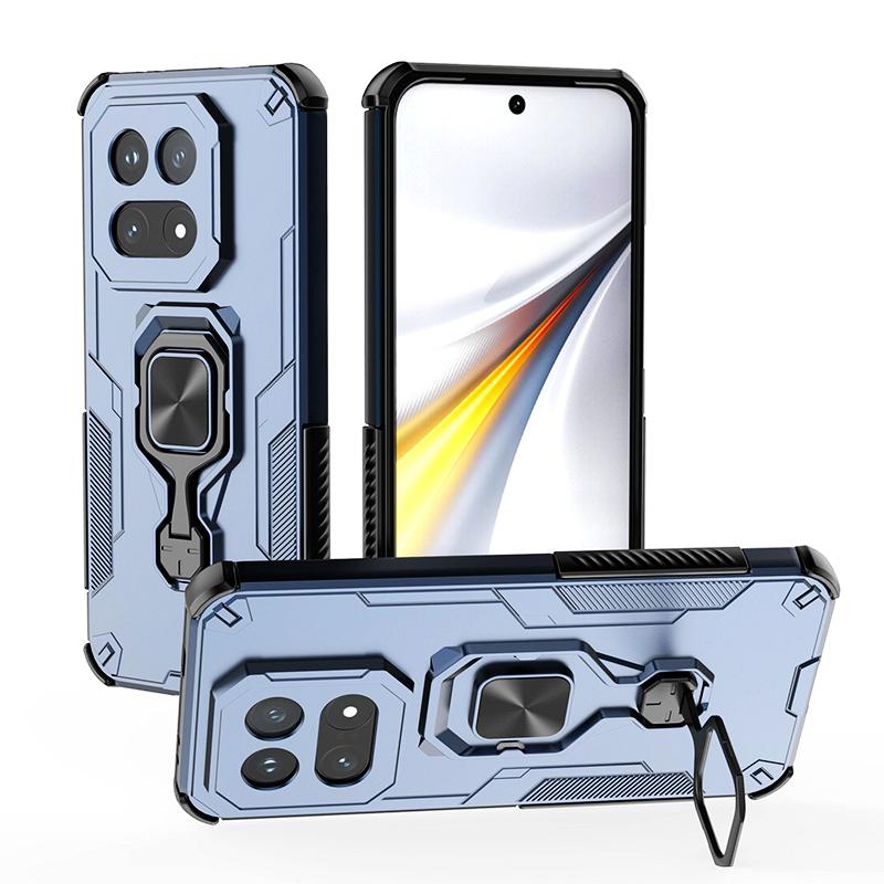 KEYSION Shockproof Armor Case for IQOO 15 5G Soft Silicone+PC Upright Metal Live Ring Stand Phone Back Cover for IQOO 15