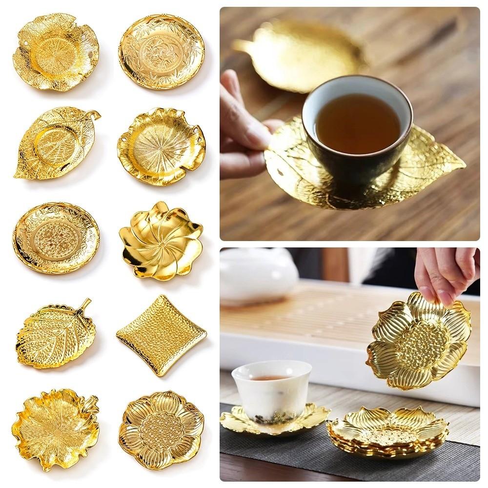 Chinese Style Retro Metal Coaster Exquisite Elegant Cup Holder Golden Heat Resistant Insulation Pad Home Decoration