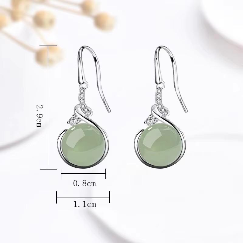 PANJBJ 925 Sterling Silver Rose Hotan Jade Earring for Women Girl Ethnic Style Versatile Temperament Jewelry Gift Dropshipping