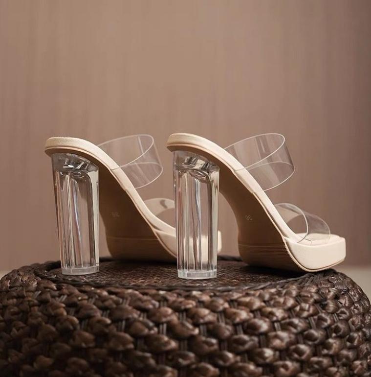 

2026Дизайнерские Прозрачные ПВХ Босоножки на Высоком Каблуке Женские Летние На Толстой Подошве Сказочные Женские Водонепроницаемые Платформенные Шлепанцы Женские Туфли-лодочки 35