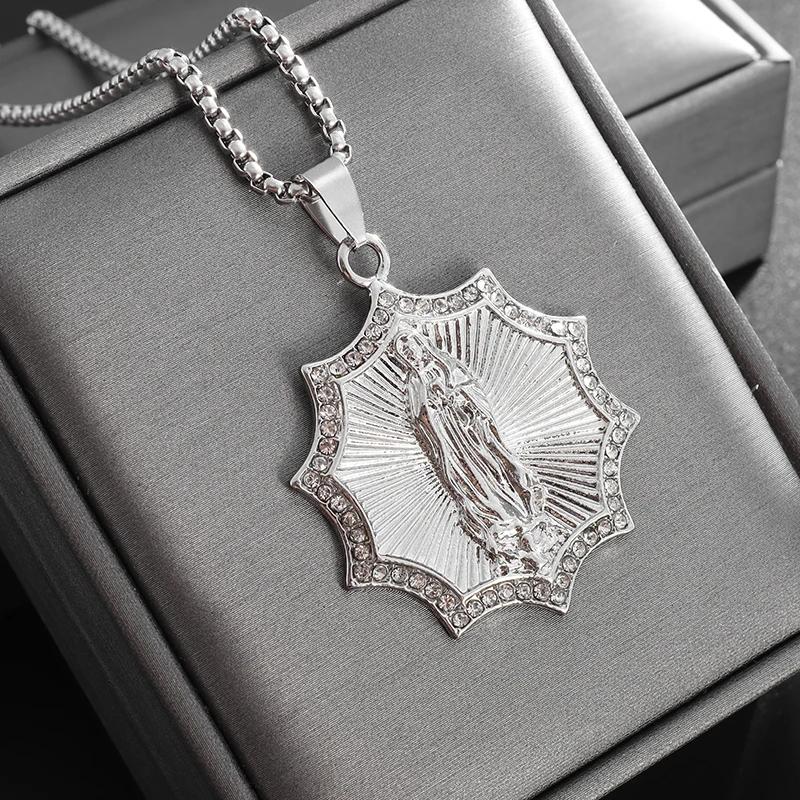 Delicate Our Lady of Guadalupe Medal Pendant Stainless Steel Virgin Mary Necklace Women\\'s Prayer Jewelry Catholic Jewelry Gift