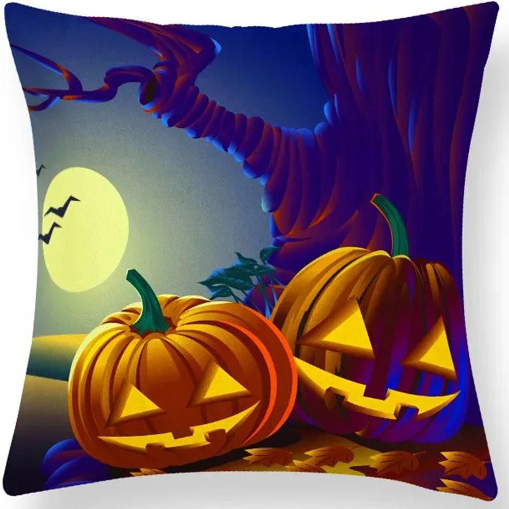 Halloween Dekorativt Kuddfodral Sött Spöke Pumpa Kattmönster Kuddfodral Lämpligt för Hem Vardagsrum Soffa Rum