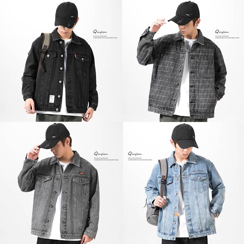 Washed Retro Denim Jacket Men'S Trendy Brand Loose Large Size American Casual Tooling Jacket Short