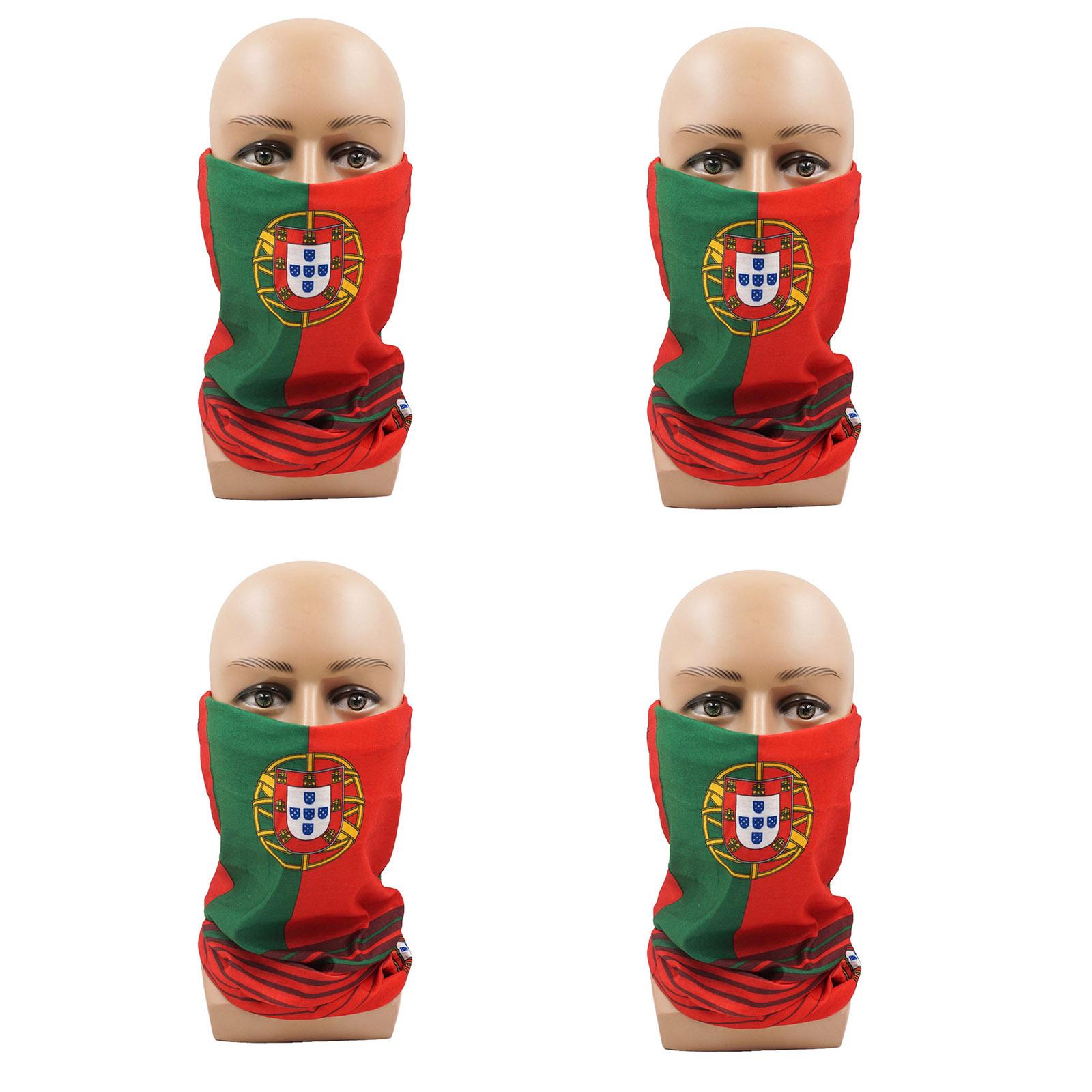 

Set Of 4 Polyester Elastic Neck Warmers Face Mask With Country Flags Patriotic Headwear For Soccer Game