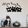 Indoor Outdoor Wall Decoration Metal Black Cat Art, Cartoon Kitten Silhouette Decoration, Decorative Cute Nursery Decor Sculpture for Lovers,
