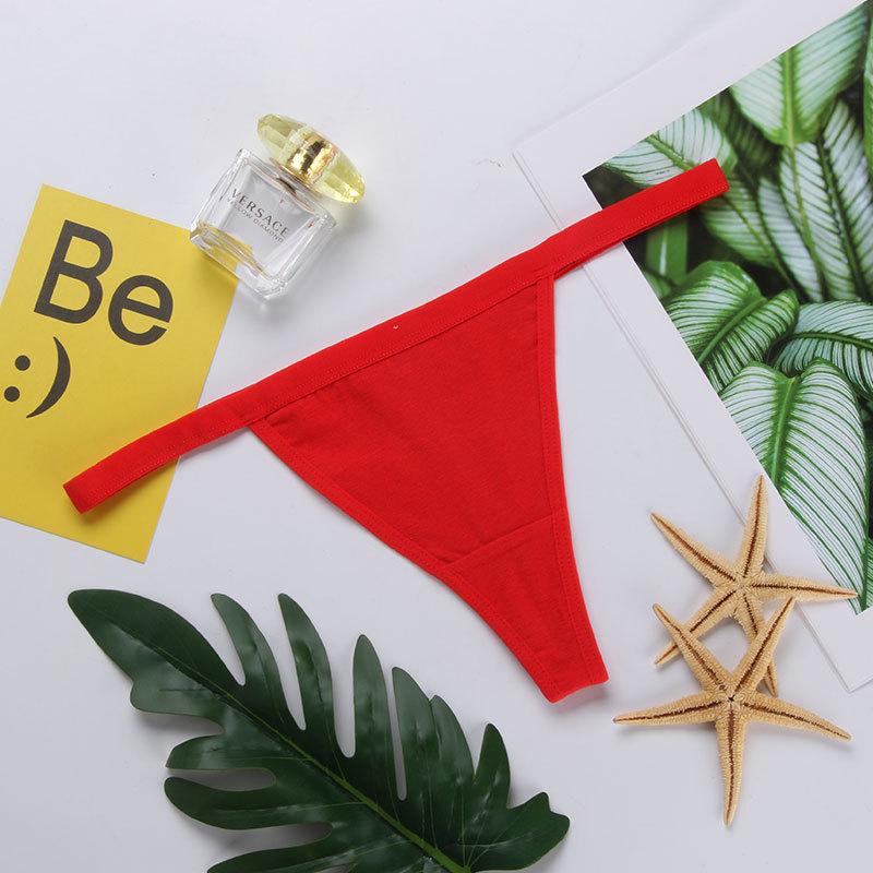 Women's Cotton Thong Panties - Sexy Solid Color T-Back Underwear