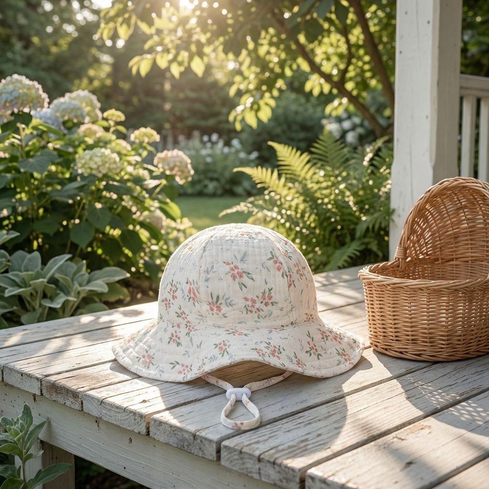 Wide Brim Children Fisherman Hat Cotton Kids Sun Cap Toddler Floral Print Baby Bucket Hat Outdoor