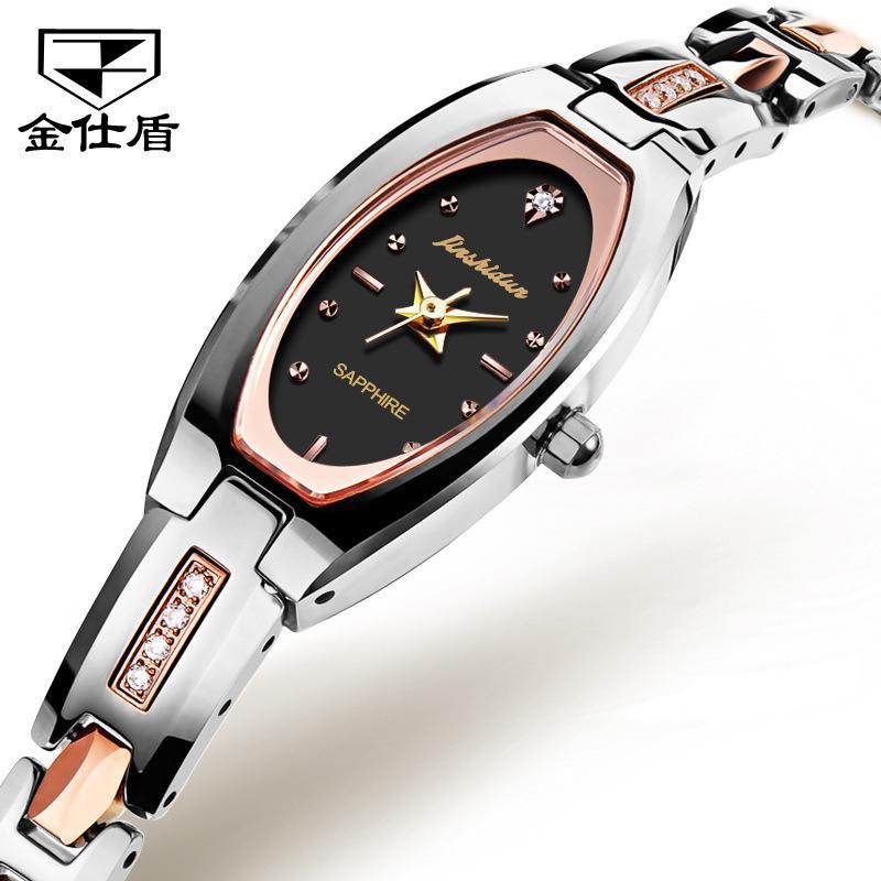 JINSHIDUN Brand Watches, Fashionable Tungsten Steel Thin Quartz Watches, Waterproof Ladies' Watches