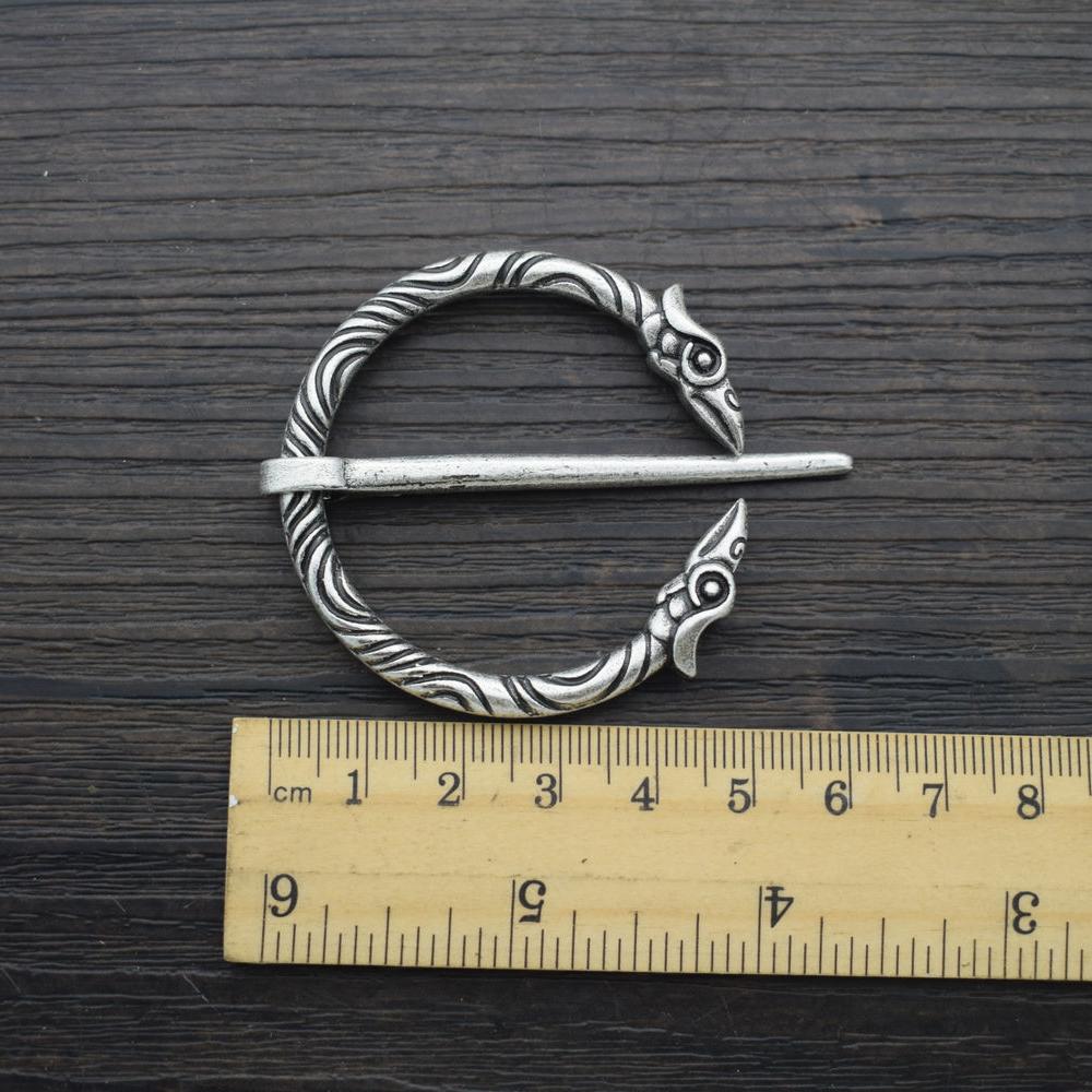 Norse Viking Brooch Antique Silver Color Raven Penannular Brooch Carved Creative Brooches Buckle Pins Jewelry Gifts