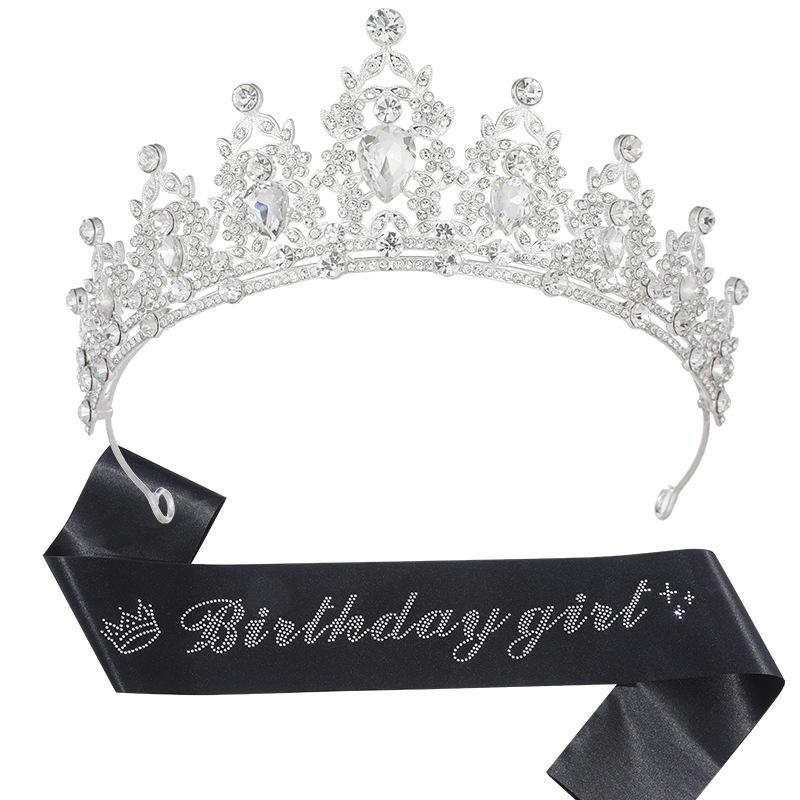 European and American Light Luxury Crystal Crown Hot Diamond Etiquette Belt Birthday Girl Birthday Party Accessories Decoration 2026