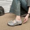 Retro Silver Mary Jane Shoes Women's Summer New Niche Bow Ballet Shoes Women's Single Shoes