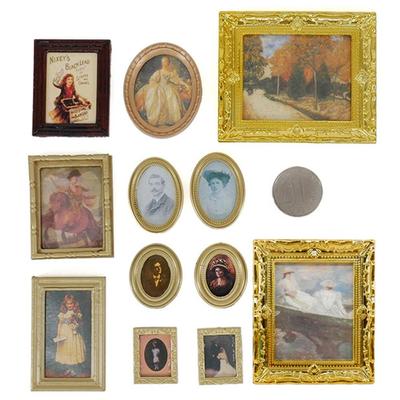 Resin Craft Dollhouse Ornament  Accessories Vintage Framed Photos Mini Picture 1:12 Scale Miniature Oil Painting