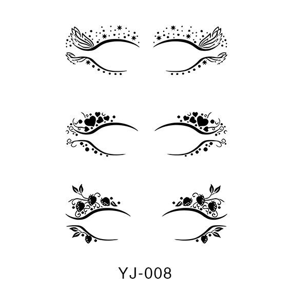 Geometric Pattern Eyeshadow & False Eyelash Tattoo Stickers for Party Makeup
