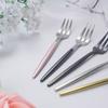 Easytoti 5-Piece Set of 13.5cm Cake and Dessert Forks, Stylish and Cute Mini Forks, 18/8 Stainless Steel, Brushed, Dishwasher Safe, Silver/Black...