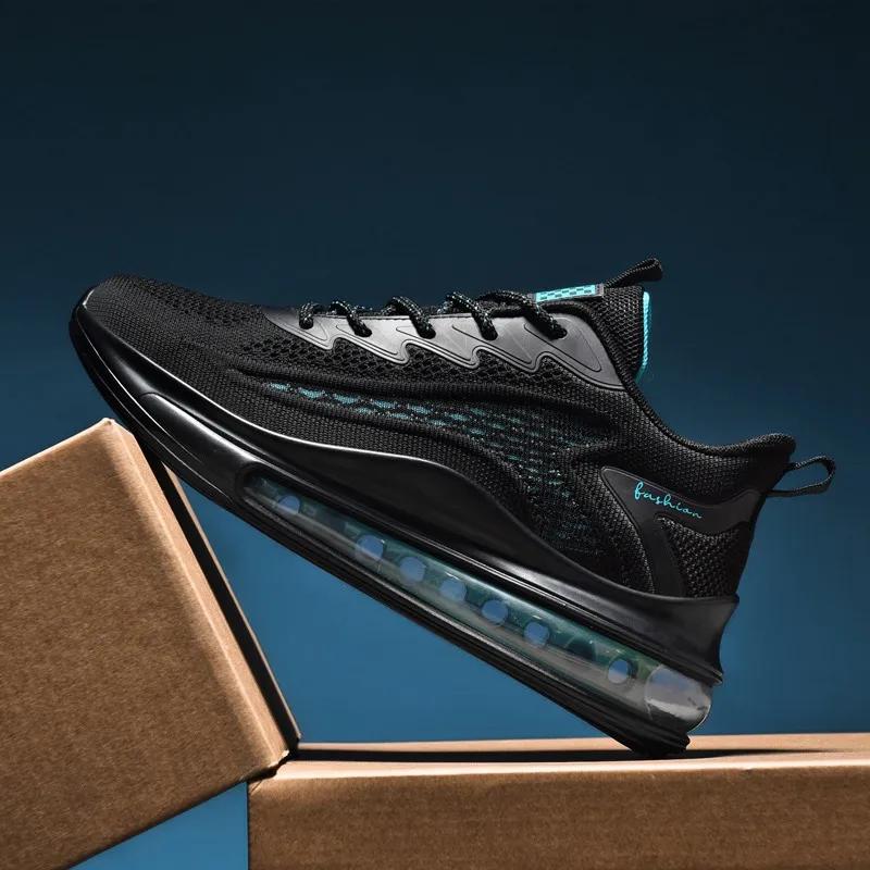 Wiosna i Jesień Nowe Męskie Casualowe Buty do Biegania z Poduszką Powietrzną Lekkie Siateczkowe Buty Casualowe Antypoślizgowe Amortyzujące Buty Sportowe