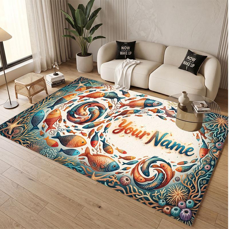 Tappeto in Velluto Morbido di Cristallo Tema Generale Musica Stampa Personalizzata Nome & Testo Tappeto Antiscivolo per Camera da Letto Soggiorno