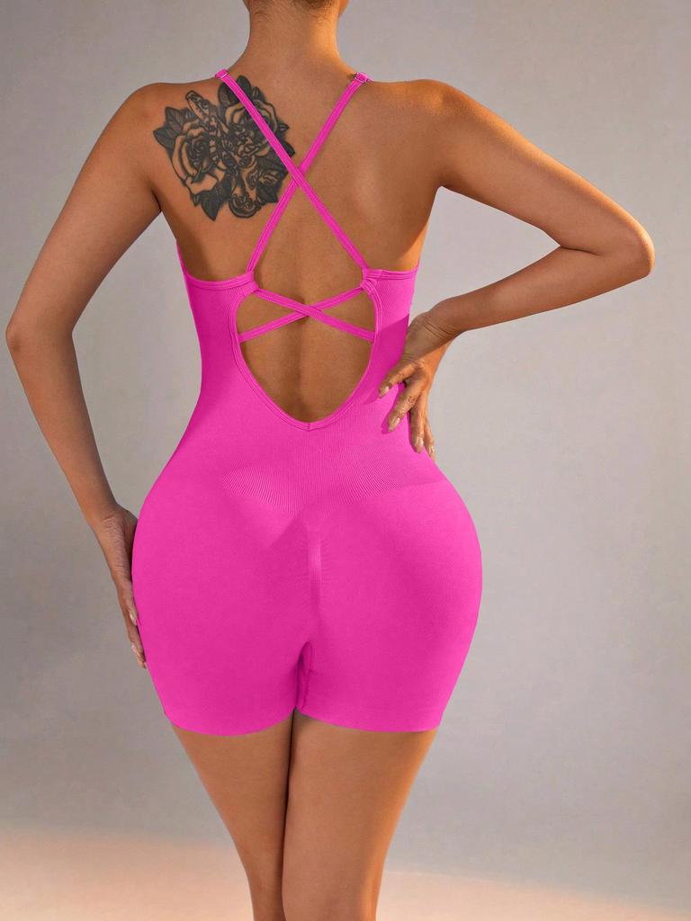 Women's Nude Feel Backless Yoga Jumpsuit - Spring/Summer Fit