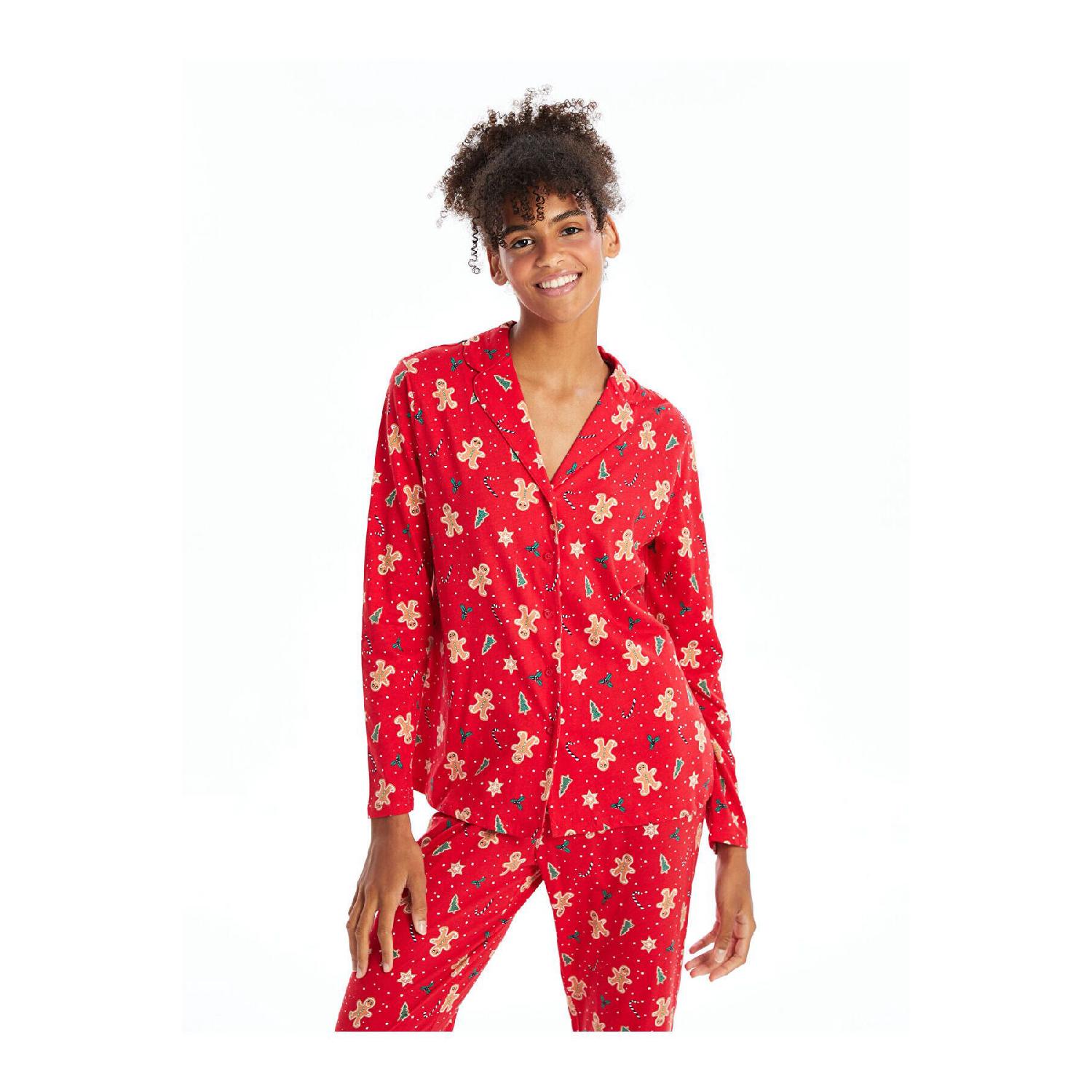 

Lcwk Shirt Collar New Year Themed Women s Pajama Set L