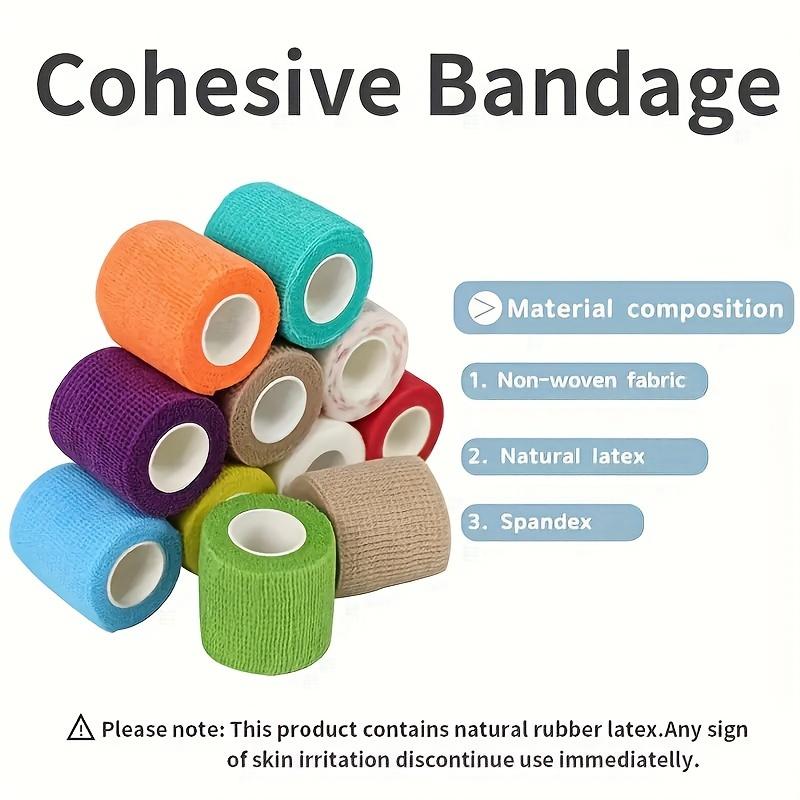 12-Pack Self-Adhesive Elastic Bandages - Multi-Color Athletic Tape & Wraps for Sports Injury, Wrist & Ankle Support