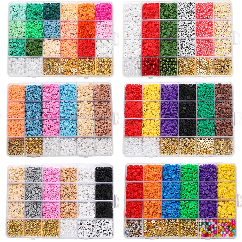 3440-3740pcs 6mm Clay Beads with Imitation Pearl Beads Rhinestone Spacer Bead for Friendship Bracelet DIY Jewelry Making Kits