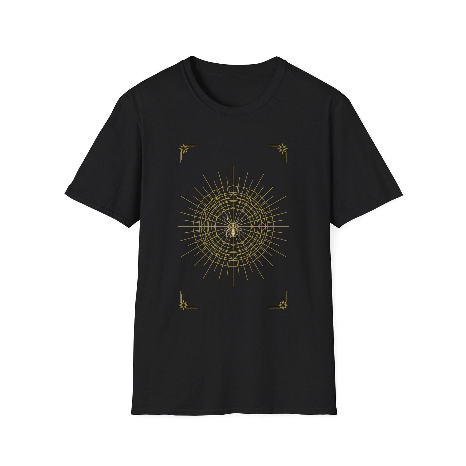 Halloween Spider Mandala T-Shirt | Occult Celestial Web Graphic Tee | Witchy Spooky Gift 4XL