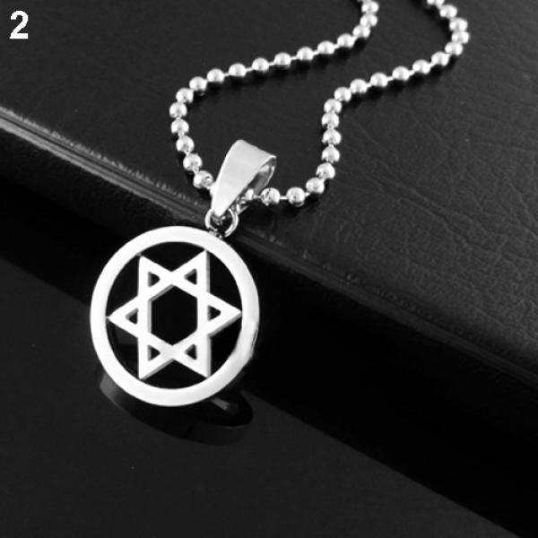 Unisex mode i rostfritt stål hänge judiska Davidsstjärnan halsband smycken
