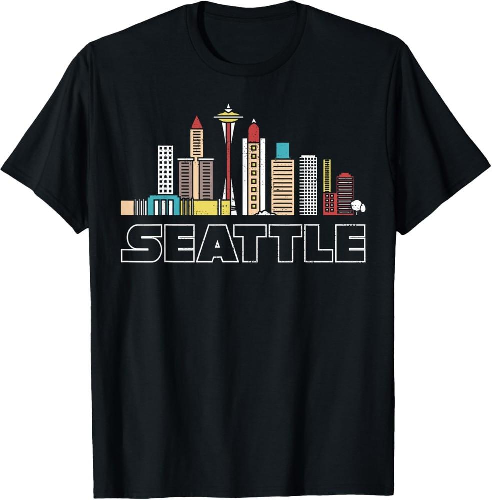 Grunge Seattle Skyline Distressed Look design T-Shirt Unisex T-Shirt XXL