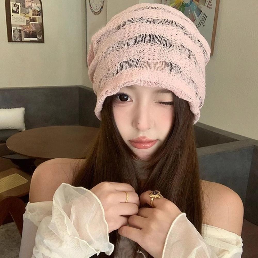 Sweet Hollow Pullover Hat Hollow Sunscreen Cap Casual Beanies Hat  Spicy Girls