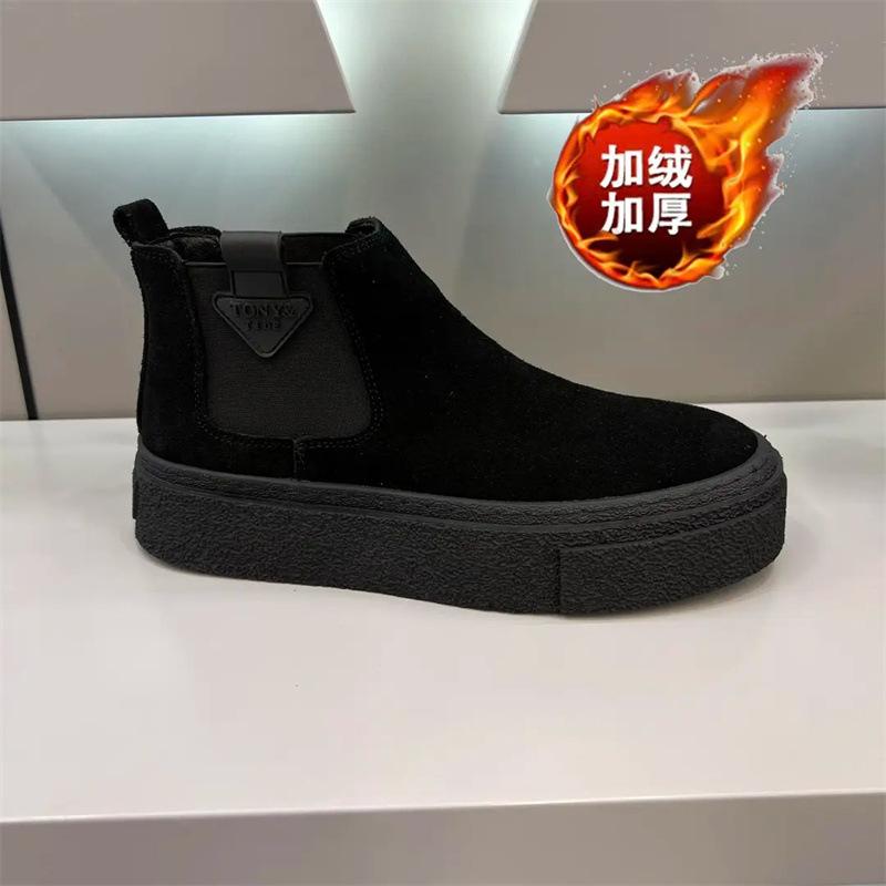 Chelsea Boots New Flip Leather Martin Boots Retro High-top Boots Platform Short Boots