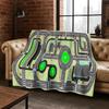 Kid Urban Road Highway Traffic Ship Cartoon Flannel Blanket Soft Warm Blanket for Bedroom Room Living Room Travel Camping Picnic