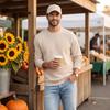 Men's Casual Long Sleeve Neck Pullover Top Color