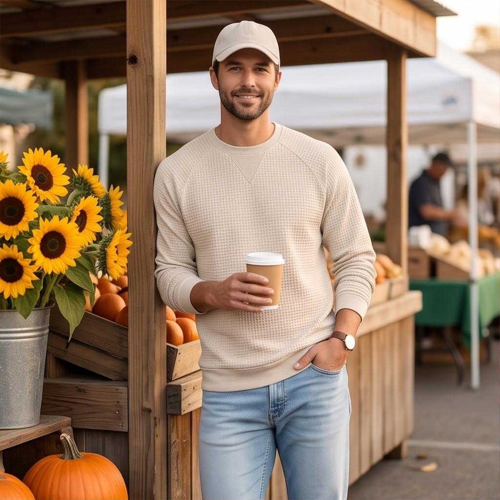 Men's Casual Long Sleeve Neck Pullover Top Color