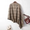 Korean Fashion Design Sense Cloak Plaid Irregular Woolen Coat Women Spring and Autumn New V Neck Top Shawl Cardigan Female