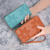 Double Zipper Ladies Long Wallet PU Leather Large Capacity Handle Bags Multi-layer Floral Embossed Zero Wallet