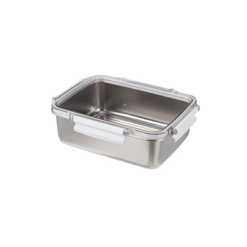 Stainless Steel Rectangular Container for Leftover Stackable Food Storage Bowl with Lid Multipurpose Lunch Holder