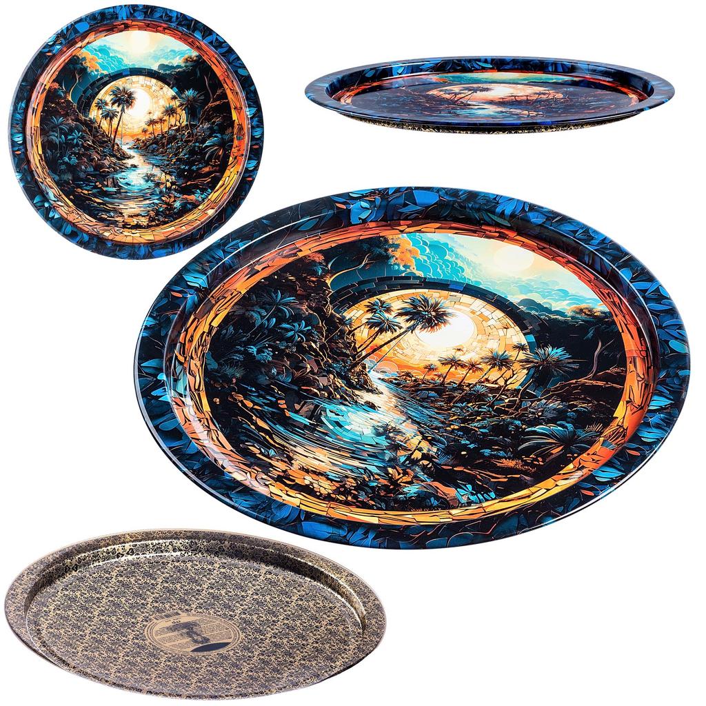 KADAX Taca Okrągła Litografowana 32.5cm Metalowa 