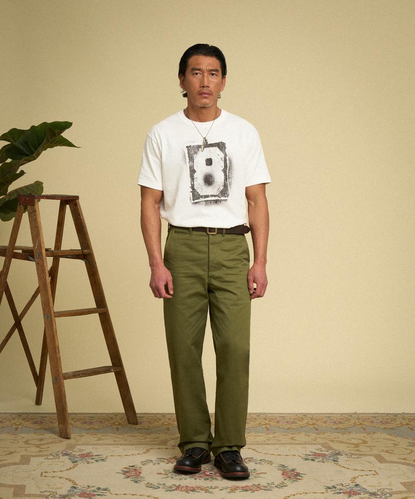 Beulonseun Spray Number Loopwheeled Graphic Tee White