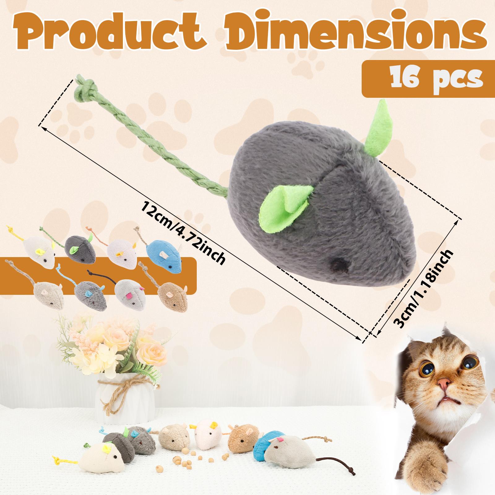 16Pcs Interactive Cat Mice Toy Funny Plush Cat Mouse Toy Realistic Cat Scratch Mouse Toy Pet Supplies for Indoor Kitten 8 Colors