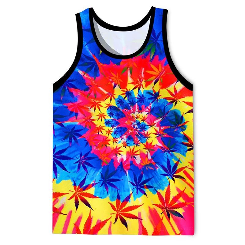Buntes Rauch 3D-Druck Tanktop Für Männer Sommer Lässig Ärmelloses T-Shirt Bunte Grafik-Tops Street Locker Schnelltrocknendes Weste