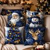 Festive Soft Christmas Pillow Covers 2D Printed Deer Throw Cushion Case Square Plaid Xmas Tree Pillowslip Living Room Decor