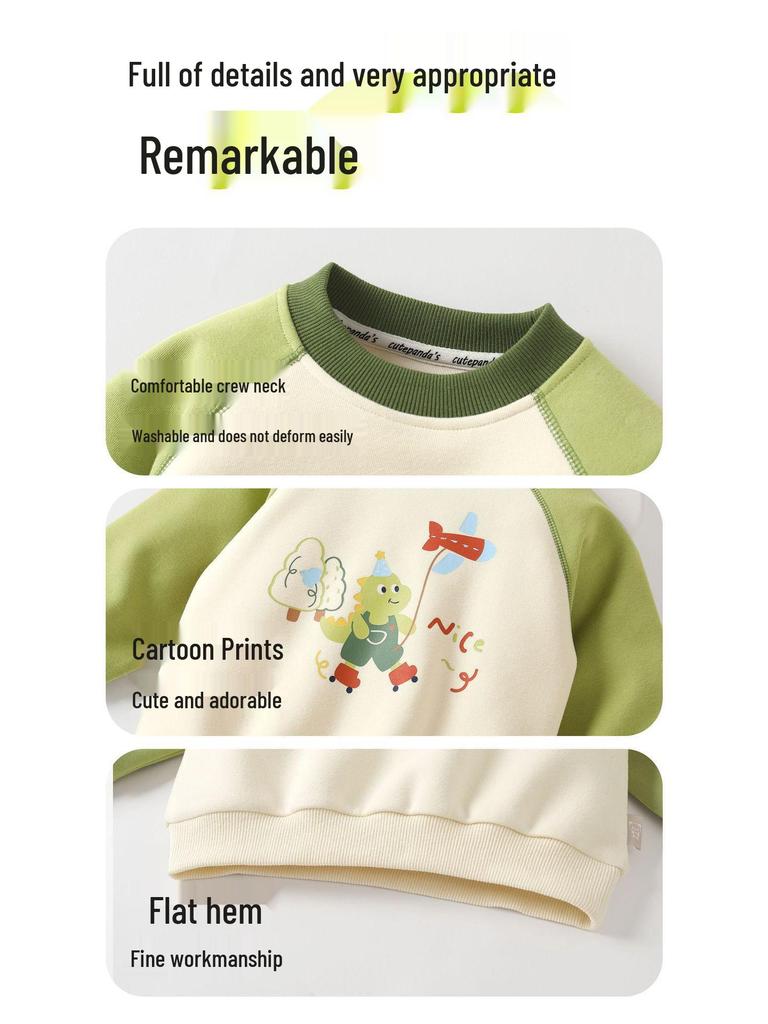 Kaka Panda Kids' Round Neck Sweatshirt - Boys' & Girls' Spring Casual Top