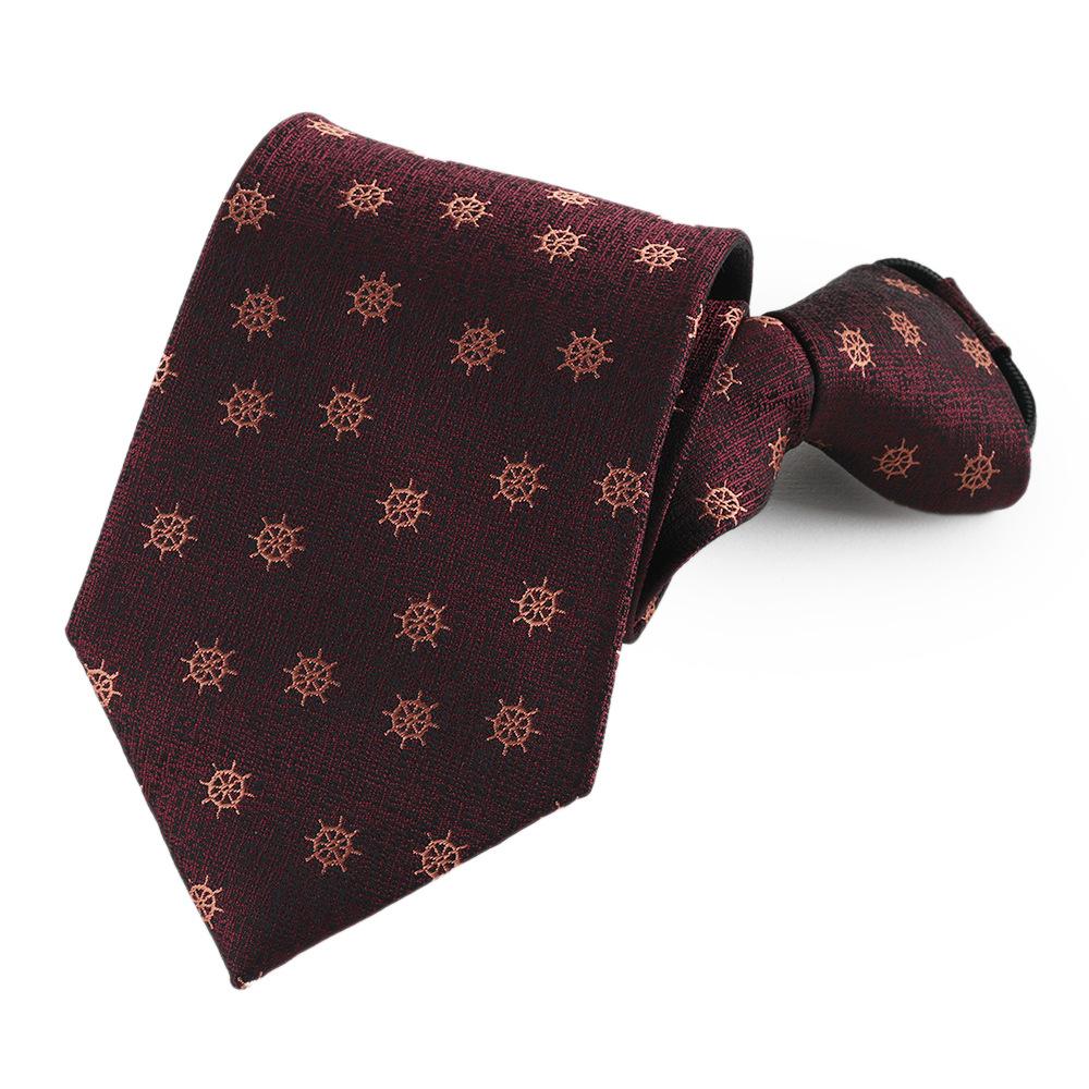 Lazy Tie Men'S Business Dress Wedding Shirt Zipper Knot-Free Navy Blue Burgundy Easily Pulled Men