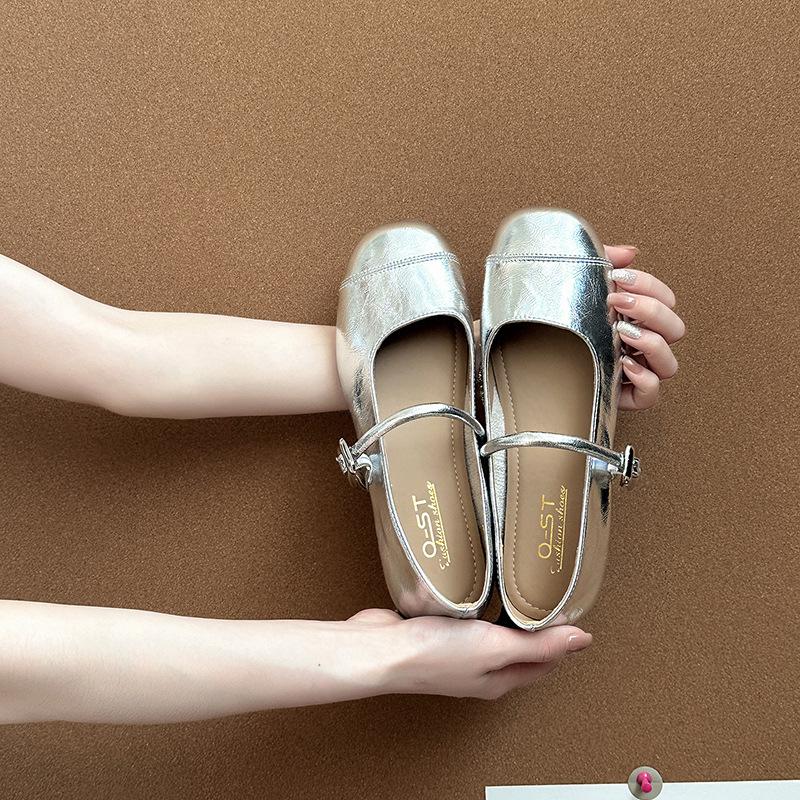 Stylish and versatile, simple one-button Mary Jane shoes, women's summer new round head with skirt flats