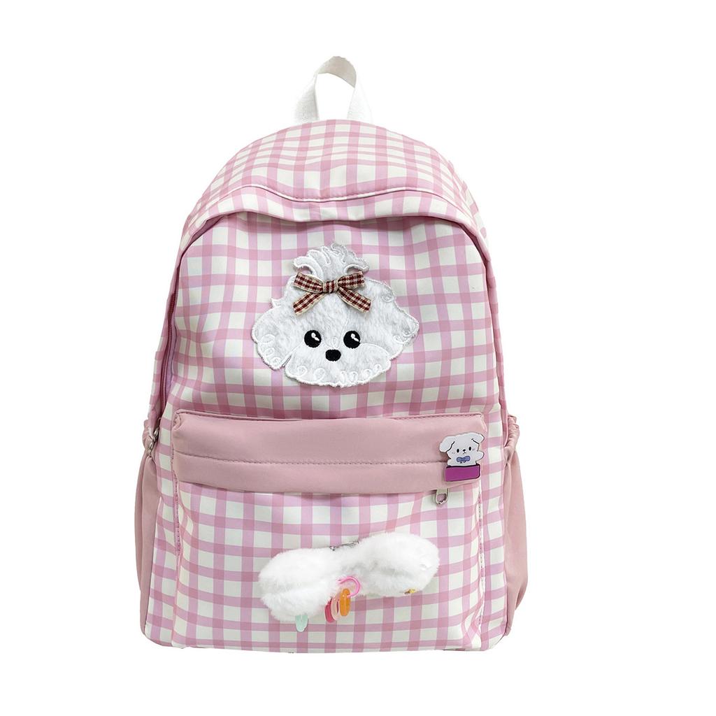 Schoolbag schoolbag 1011 new large-capacity fresh plaid Japanese summer backpack student girl cute puppy backpack