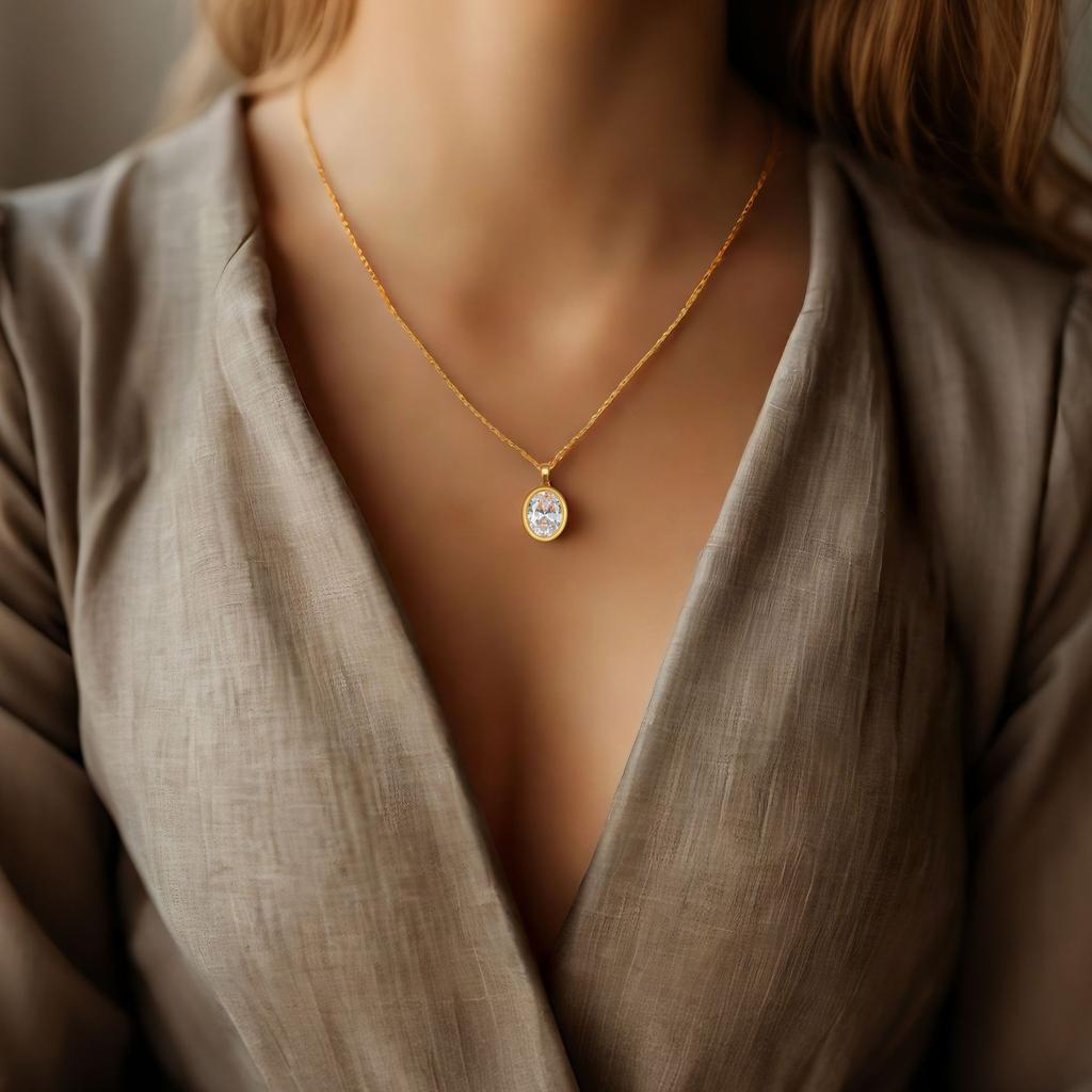 Oval Simple Necklace Design High-end Temperament Pendant Versatile Light Luxury Fashion Necklace