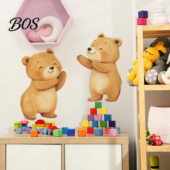 Adhesive Wall Sticker Bear Design Window Sticker, Self-Adhesive Waterproof Decal Durable for Living Room Bedroom Entrance Hall Home Decor Child-safe