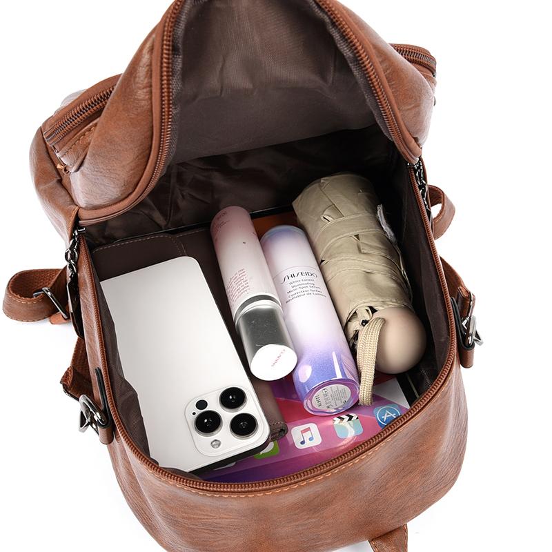 Printed Large Capacity Backpack Women's Retro PU Backpack